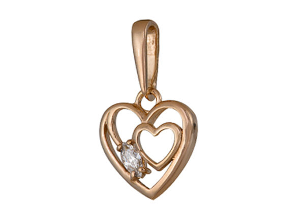 Подвеска валентинка солнечное сердце из серебра с фианитом